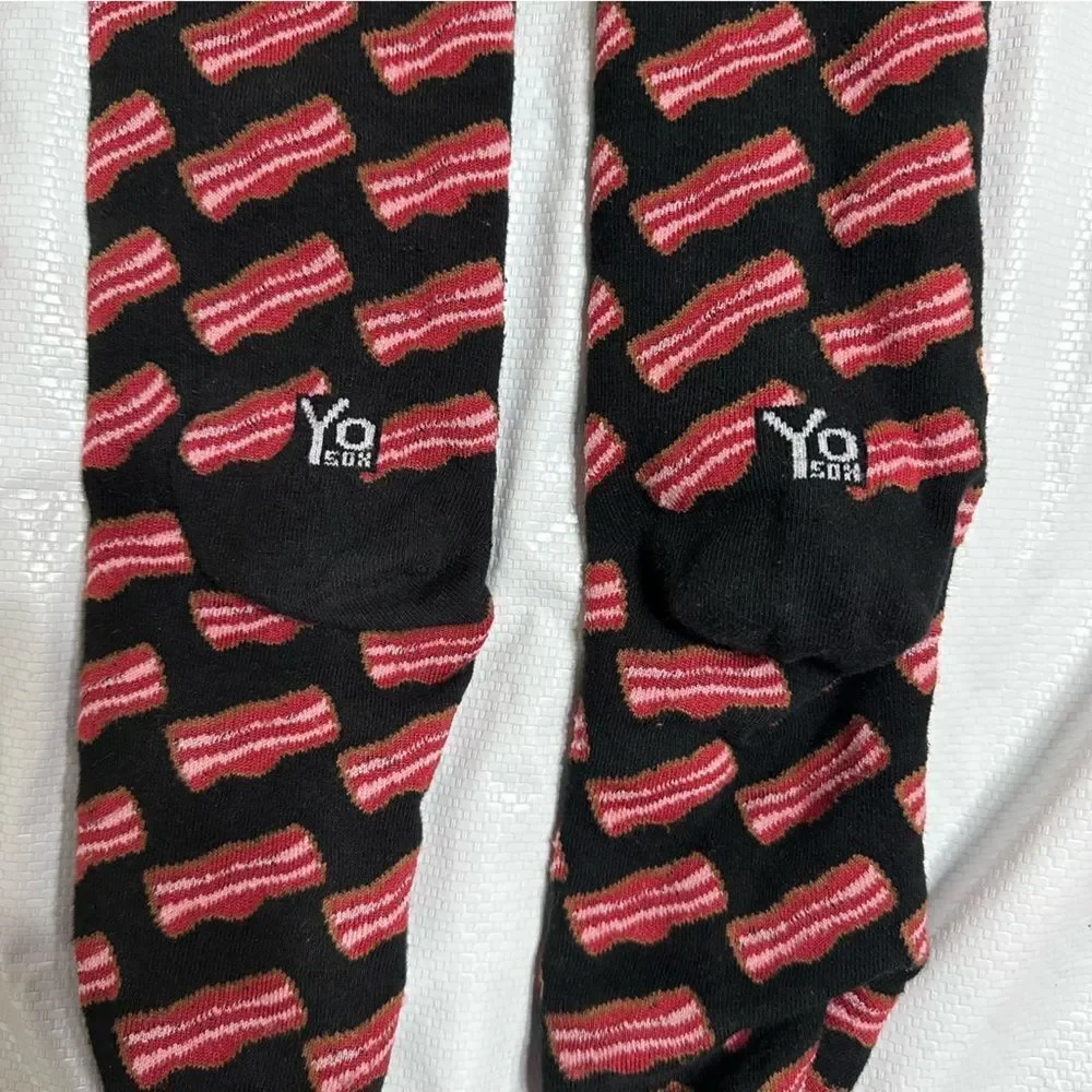 Yo Sox Bacon Crew Socks size Large